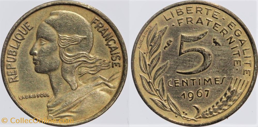 monnaies monde france f 125 lagriffoul 5 c 1967