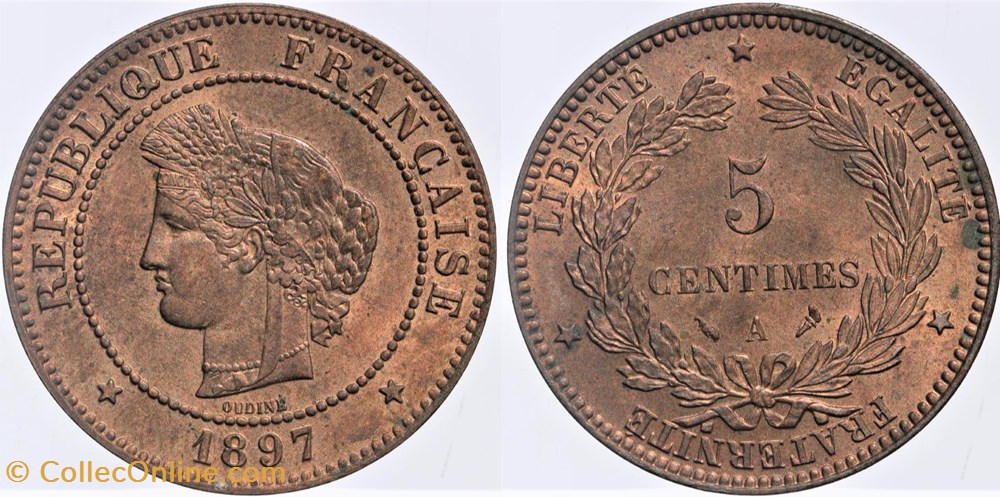 F-118 - Troisième République - Cérès - 5 c. - 1897 A monnaies monde france f 118 troisieme republique ceres 5 c 1897 a