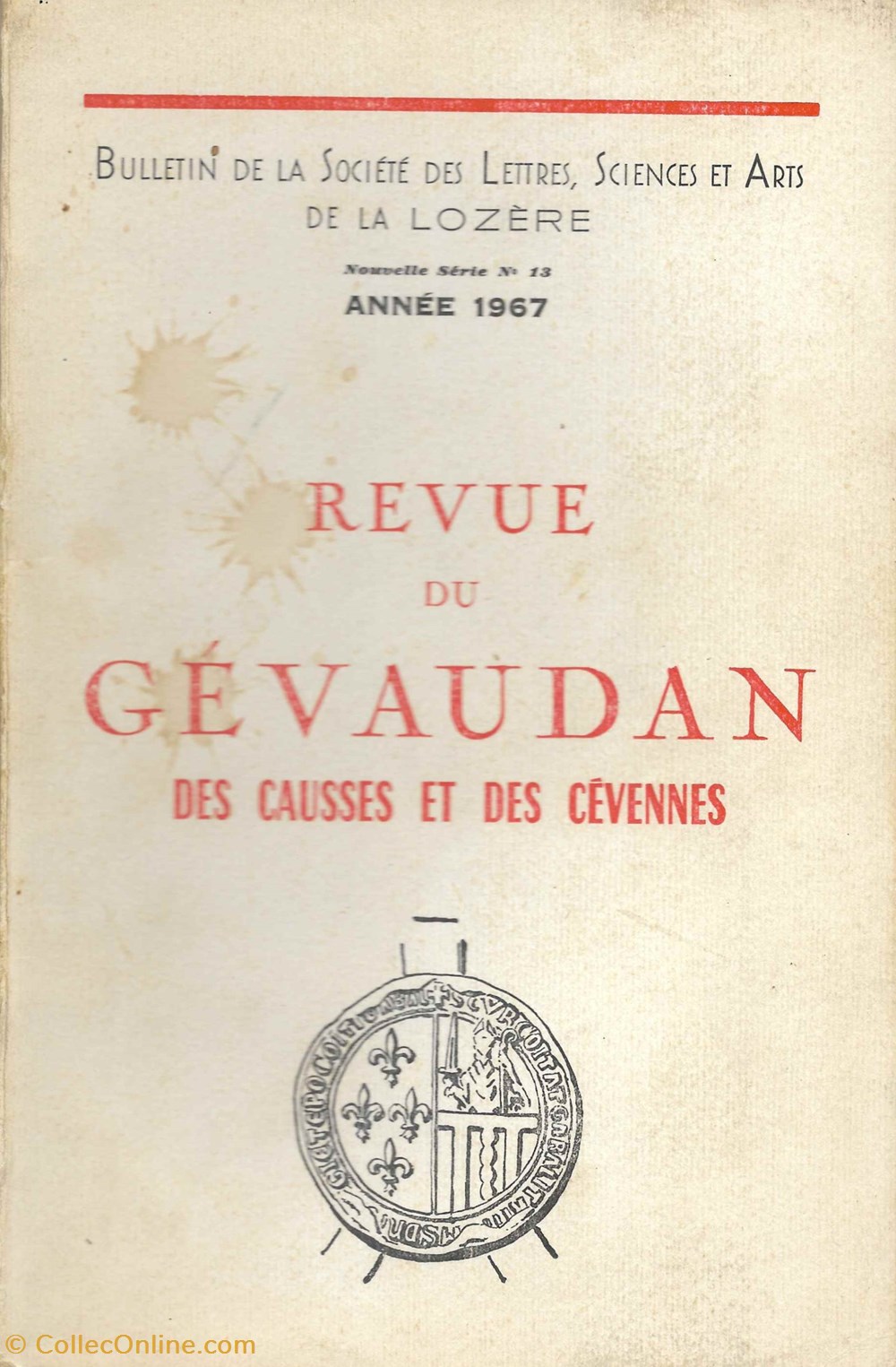 1967 - Bulletin de la Société des Lettres de la Lozère livres bd revues 1967 bulletin de la societe des lettres de la lozere