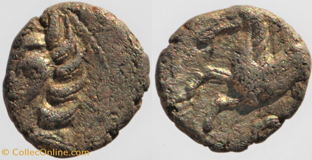 Arvernes - Obole au cercle perlé monnaies antiques av jc ap celtes arvernes obole au cercle perle