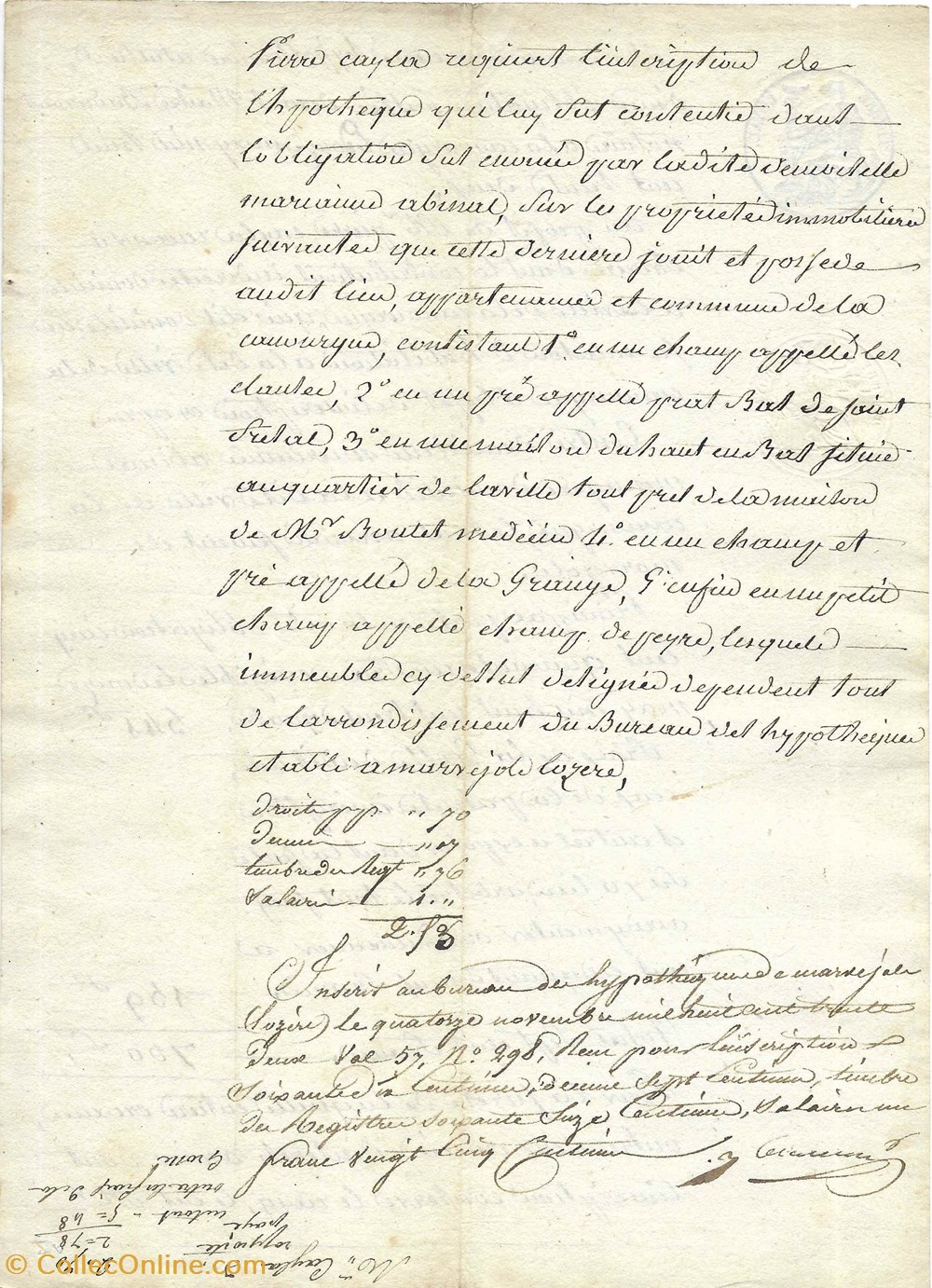 1834 - Créance hypothécaire documents anciens autres 1834 creance hypothecaire
