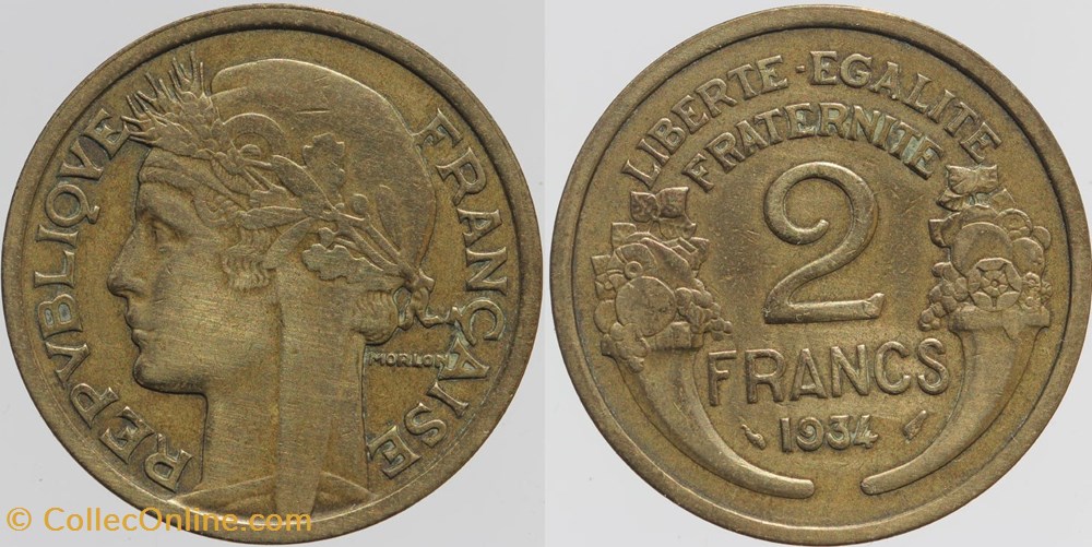 F-268 - Morlon - 2 frs. - 1934 monnaies monde france f 268 morlon 2 frs 1934