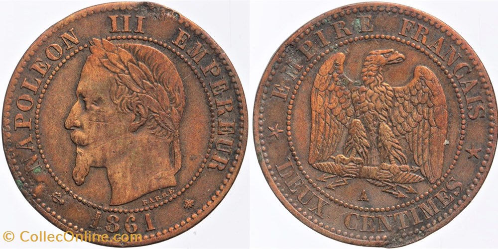 F-108 - Second Empire - 2 centimes - 1861 A monnaies monde france f 108 second empire 2 centimes 1861 a