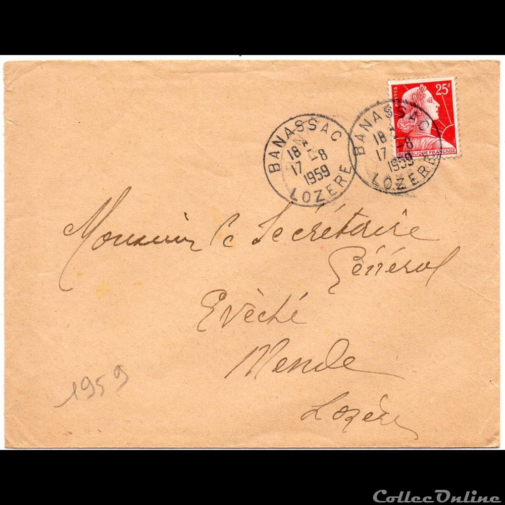 1959 - Cachets type A7 marque postale europe france 1959 cachets type a7