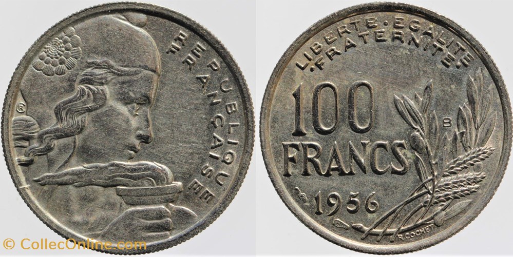 monnaies monde france f 450 cochet 100 fr 1956 b