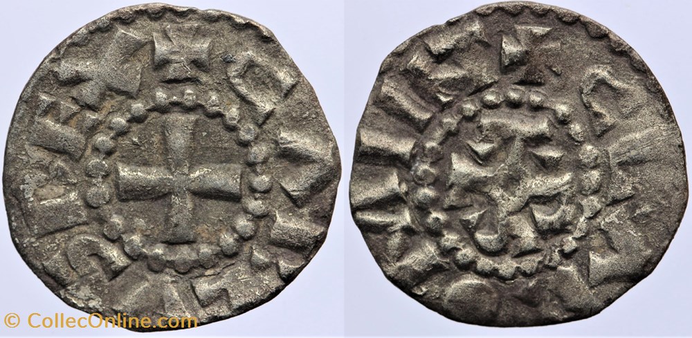 Charles II - Clermont-Ferrand - Obole monnaies europe medievale royaumes francs charles ii clermont ferrand obole