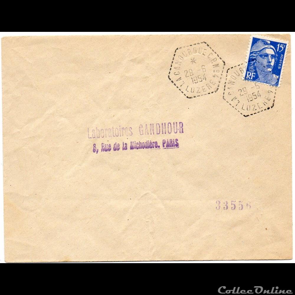 marque postale europe france 1954 cachets type g6