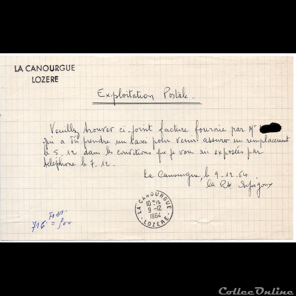 1964 - Cachets type A8 sur document d'exploitation marque postale europe france 1964 cachets type a8 sur document exploitation