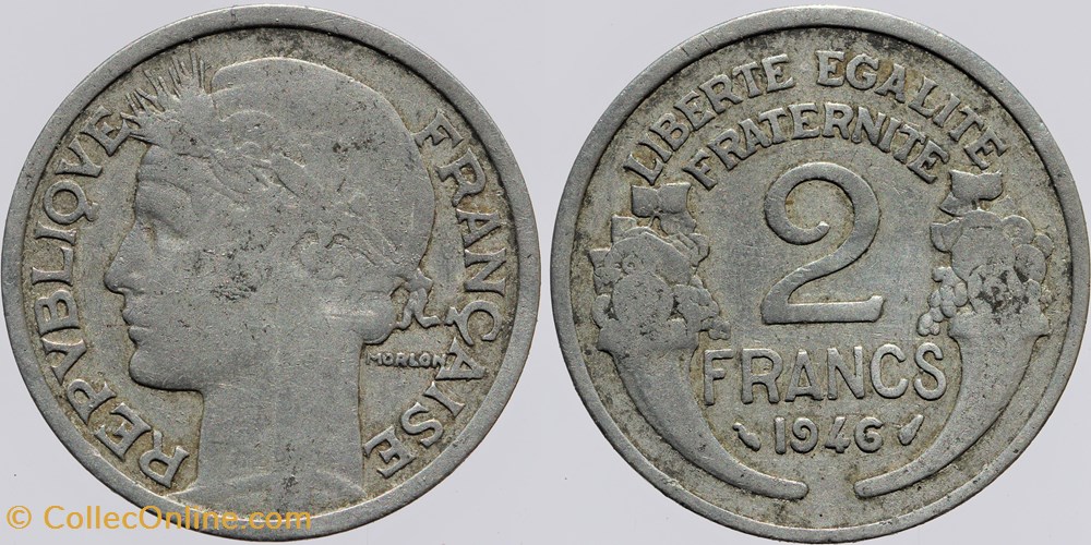 F-269 - Morlon - 2 frs. - 1946 coin bouché monnaies monde france f 269 morlon 2 frs 1946 coin bouche