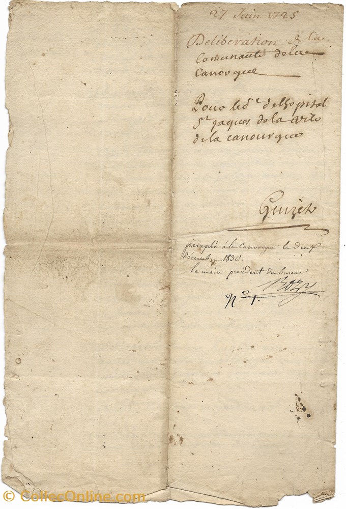 documents anciens autres 1725 deliberation hopital st jacques
