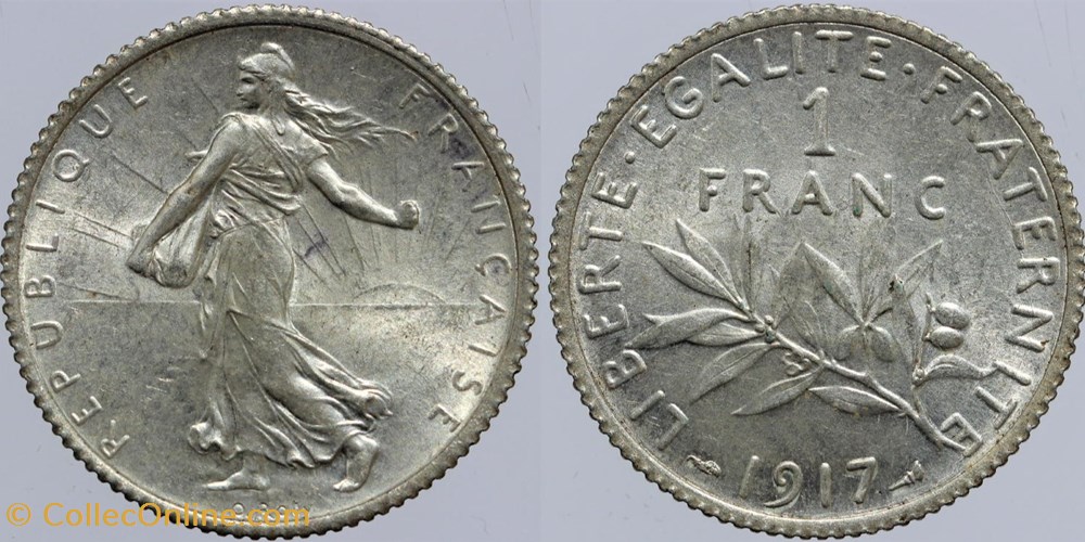 F-217 - Roty - 1 fr. - 1917 monnaies monde france f 217 roty 1 fr 1917