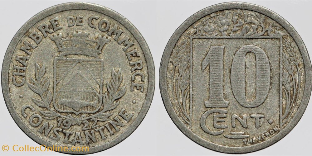 Algérie - Constantine - C.C. - 10 centimes monnaies colonies francaises algerie constantine c c 10 centimes