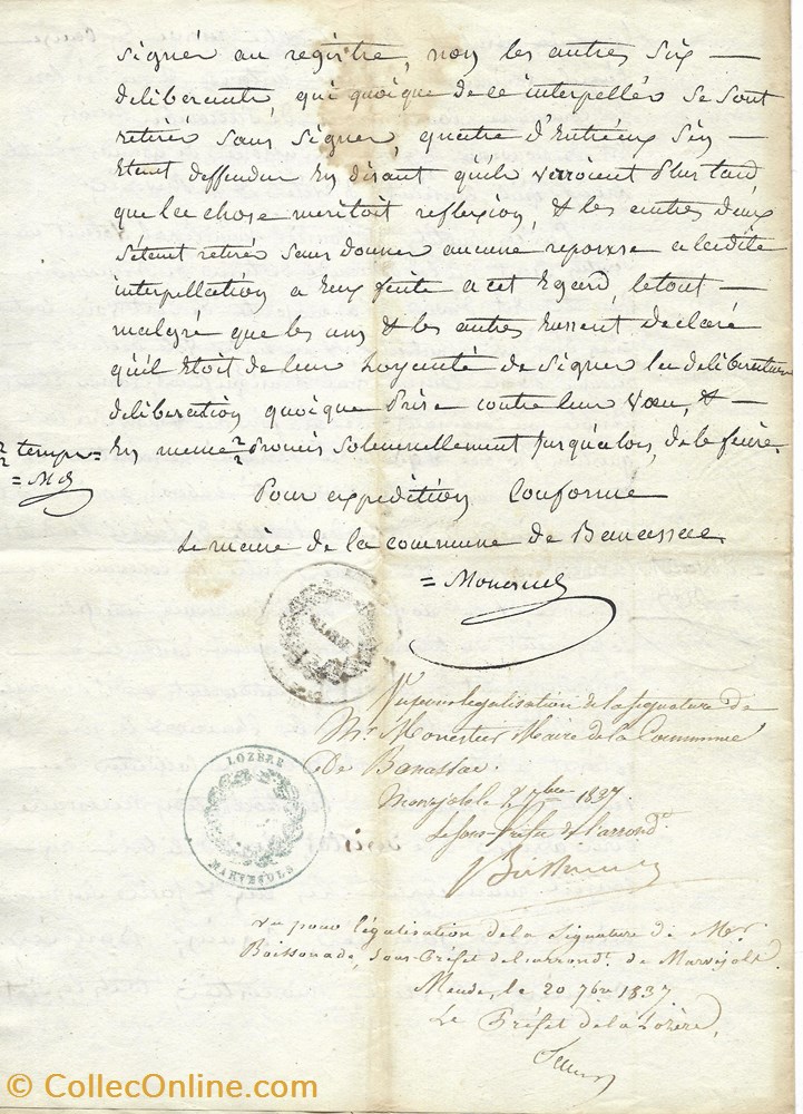1837 - Conseil Municipal de Banassac documents anciens autres 1837 conseil municipal de banassac