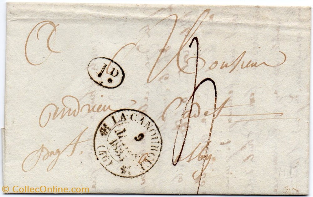 documents anciens marques postales europe 1835 cahet type 12 decime rural