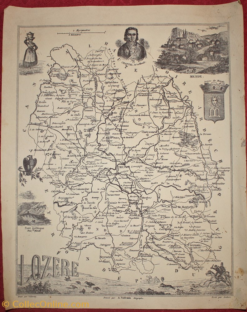 Carte géographique de la Lozère documents anciens cartes carte geographique de la lozere