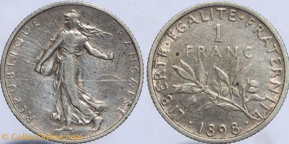 monnaies monde france f 217 roty 1 fr 1898