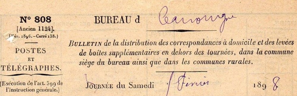 1898 - Bulletin de distribution et correspondance documents anciens marques postales europe 1898 bulletin de distribution et correspondance