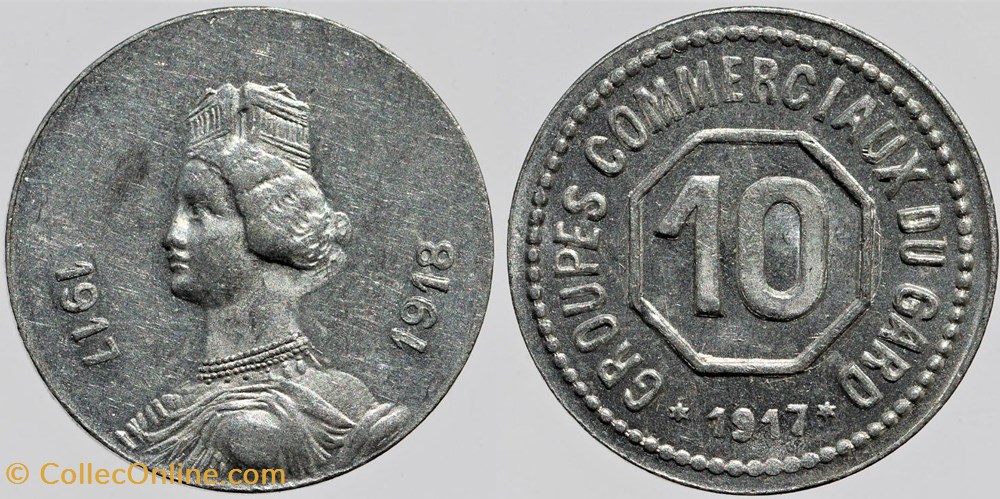 30 - Gard - 10 centimes monnaies monde france 30 gard 10 centimes