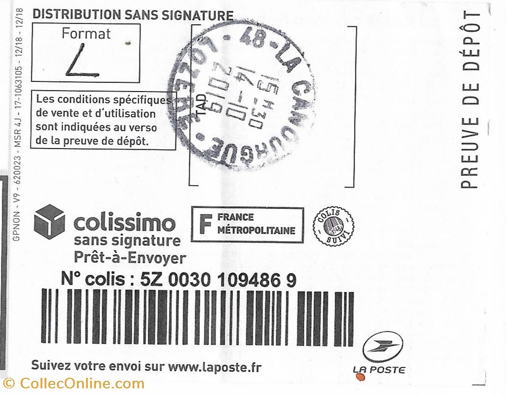 2019 - Type A9, 48 - La Canourgue vieux papier marque postale europe 2019 type a9 48 la canourgue