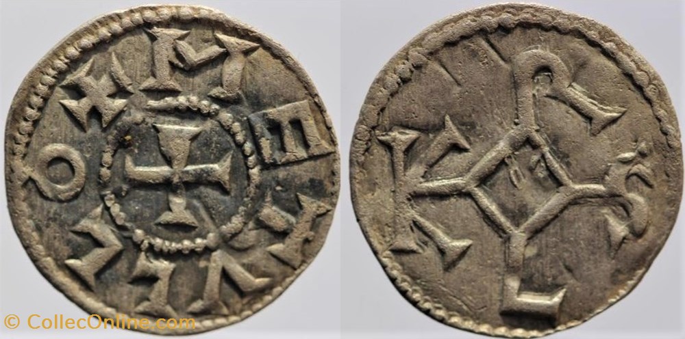 Charles II - Melle - Obole monnaies europe medievale royaumes francs charles ii melle obole
