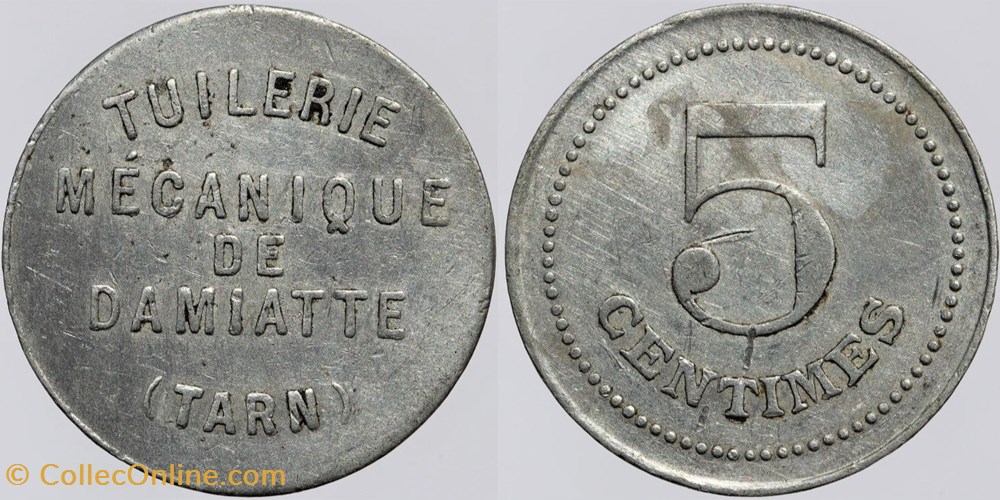 81 - Damiatte - 5 centimes monnaies monde france 81 damiatte 5 centimes