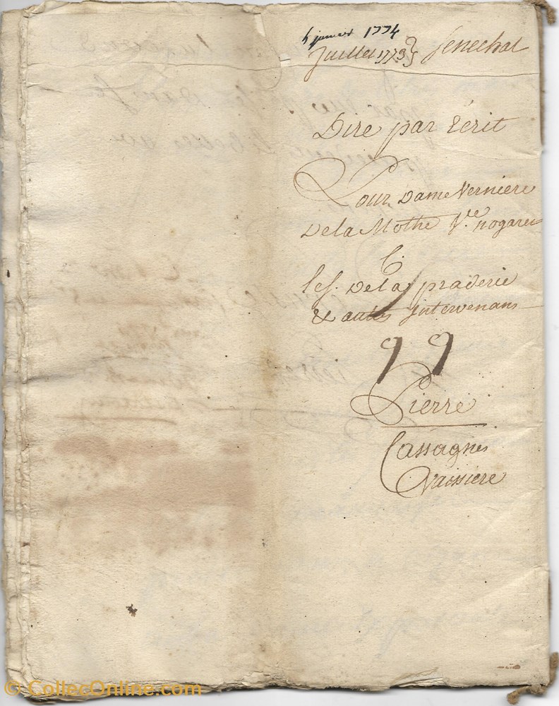 documents anciens autres 1774 proces dit par ecrit