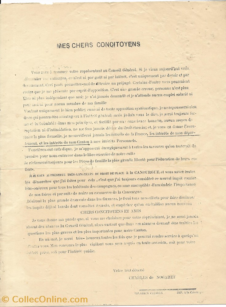 1883 - Elections 12 août documents anciens autres 1883 elections 12 aout