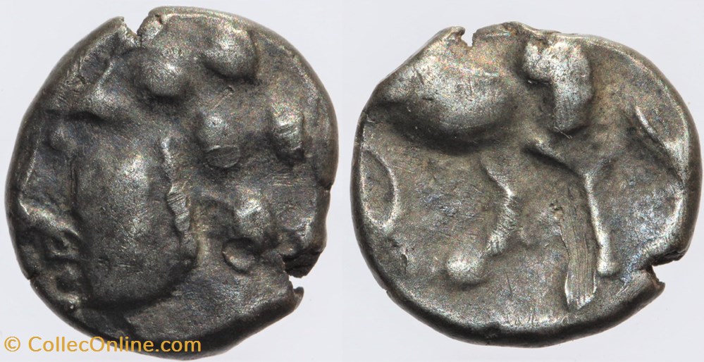 Arvernes - Drachme à l'oiseau monnaies antiques av jc ap celtes arvernes drachme a oiseau