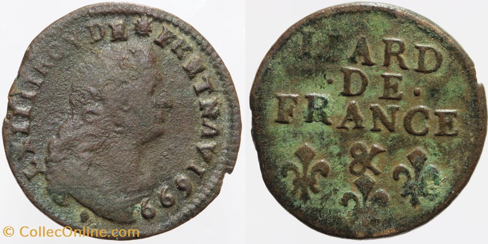monnaies europe medievale france royales dy 1589 louis xiv liard 1699 aix