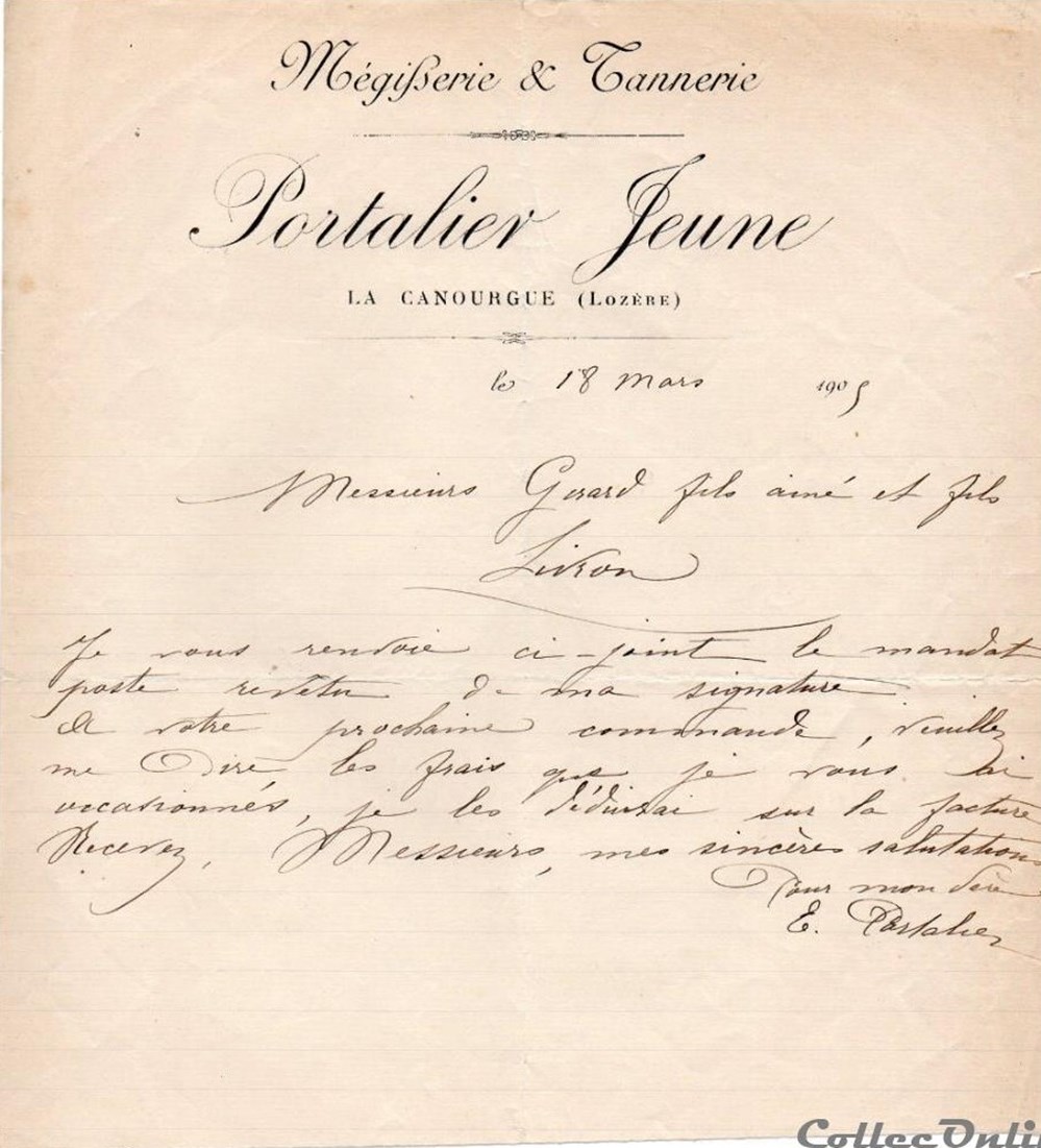 Portalier Jeune (1905) documents anciens factures commerciaux portalier jeune 1905