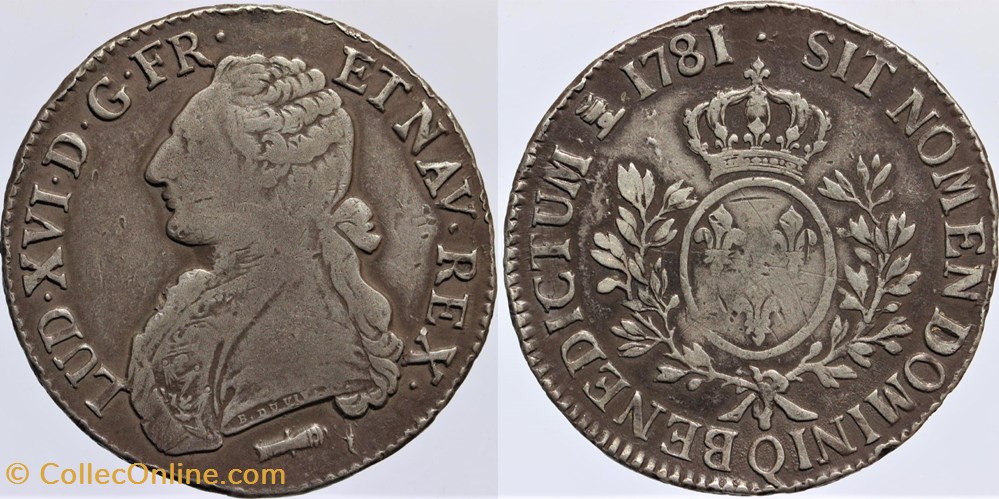Dy 1708 - Louis XVI - Ecu - 1781, Perpignan monnaies europe medievale france royales dy 1708 louis xvi ecu 1781 perpignan