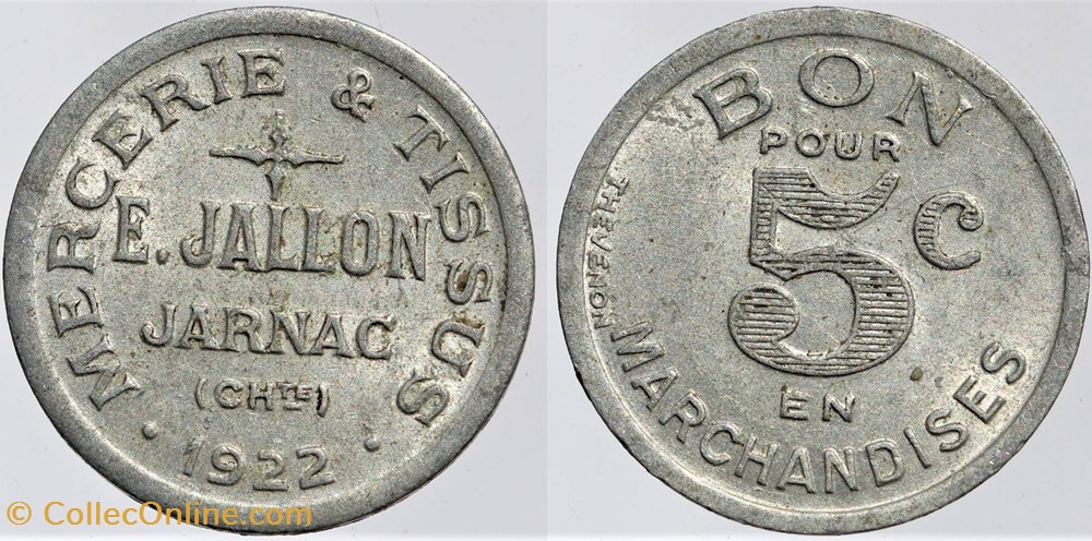 16 - Jarnac - 5 centimes monnaies monde france 16 jarnac 5 centimes