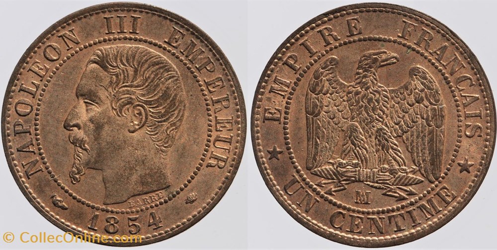 F-102 - Second Empire - 1 centime - 1854 MA monnaies monde france f 102 second empire 1 centime 1854 ma