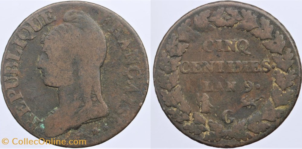F-115 - Directoire - 5 centimes - AN 9 Genève monnaies monde france f 115 directoire 5 centimes an 9 geneve