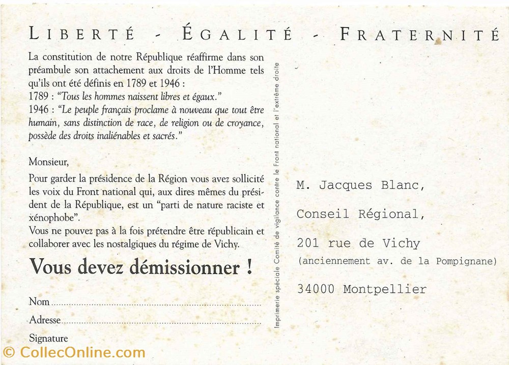 cartes postales europe france c17 demission