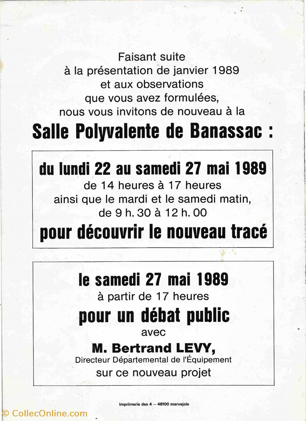 1989 - Plaquette - DDE, tracé déviation 3 documents anciens autres 1989 plaquette dde trace deviation