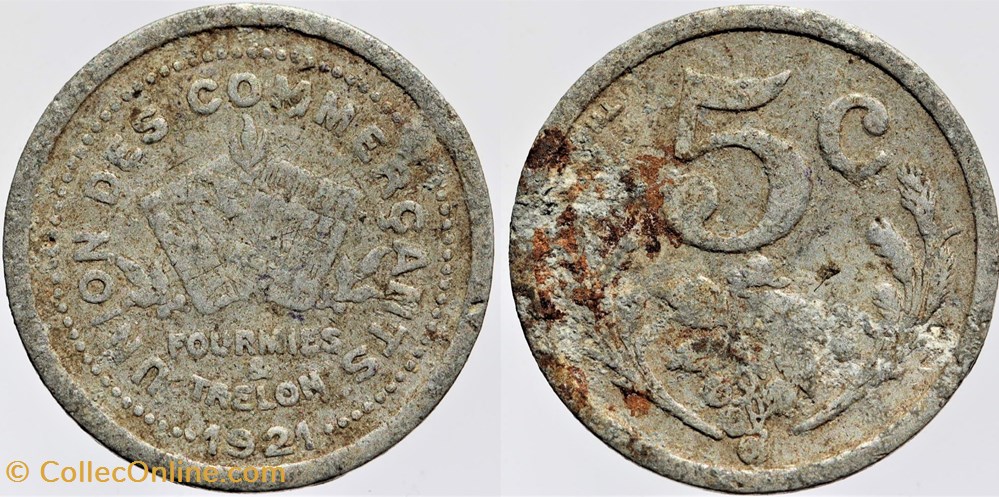 59 - Fourmies et Trélon - 5 centimes monnaies monde france 59 fourmies et trelon 5 centimes