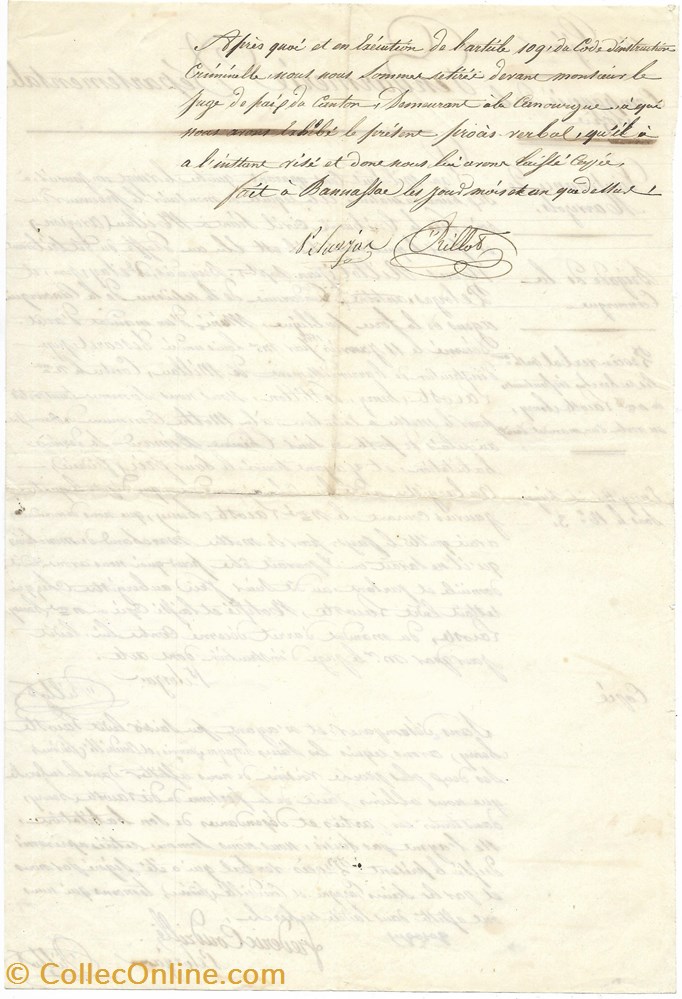 documents anciens autres 1844 proces verbal pour un mandat arret la canourgue