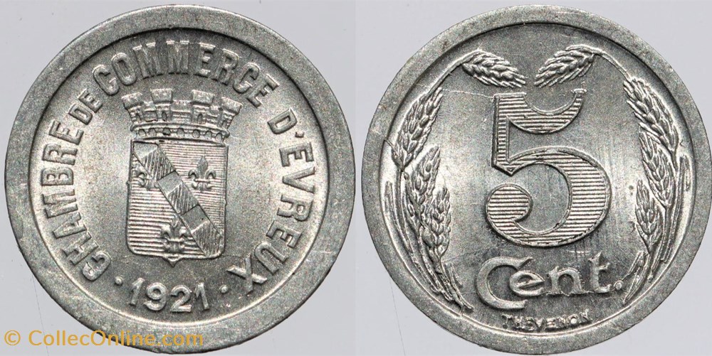 27 - Evreux - 5 centimes monnaies monde france 27 evreux 5 centimes