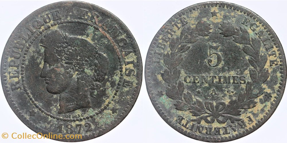 F-118 - Troisième République - Cérès - 5 c. - 1872 A monnaies monde france f 118 troisieme republique ceres 5 c 1872 a