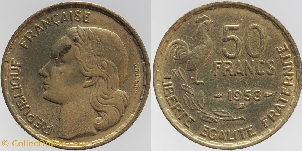F-425 - Guiraud - 50 fr. - 1953 B monnaies monde france f 425 guiraud 50 fr 1953 b