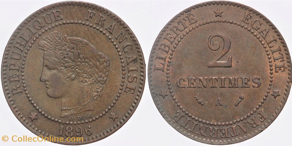 F-109 - Troisième République - Cérès - 2 c. - 1896 A monnaies monde france f 109 troisieme republique ceres 2 c 1896 a