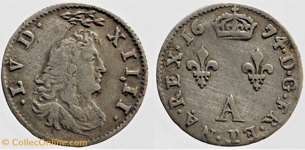 monnaies europe medievale france royales dy 1505 louis xiv 2 sols 1674 paris