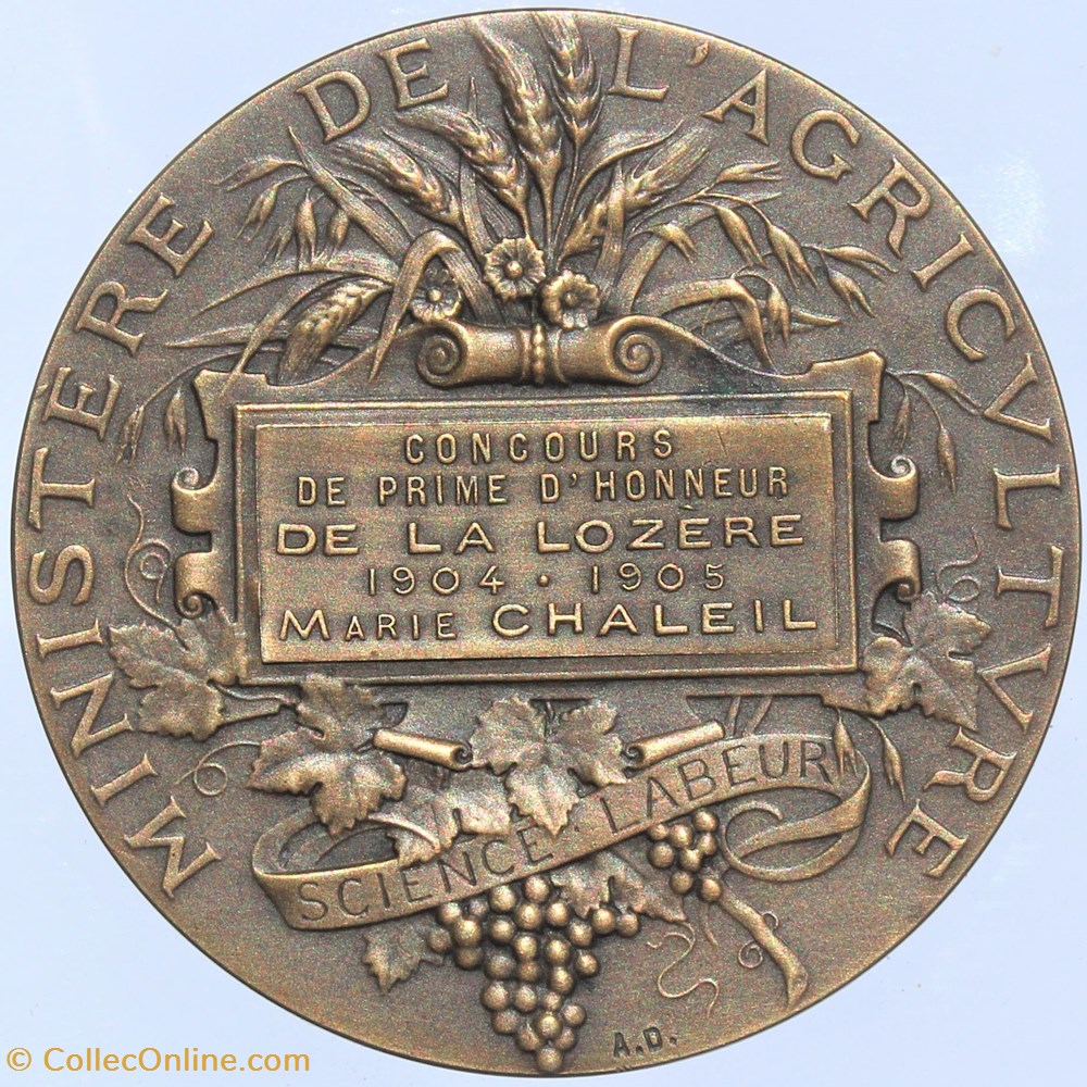 1904-1905 - Concours de prime d'honneur 3 medailles france 1904 1905 concours de prime honneur