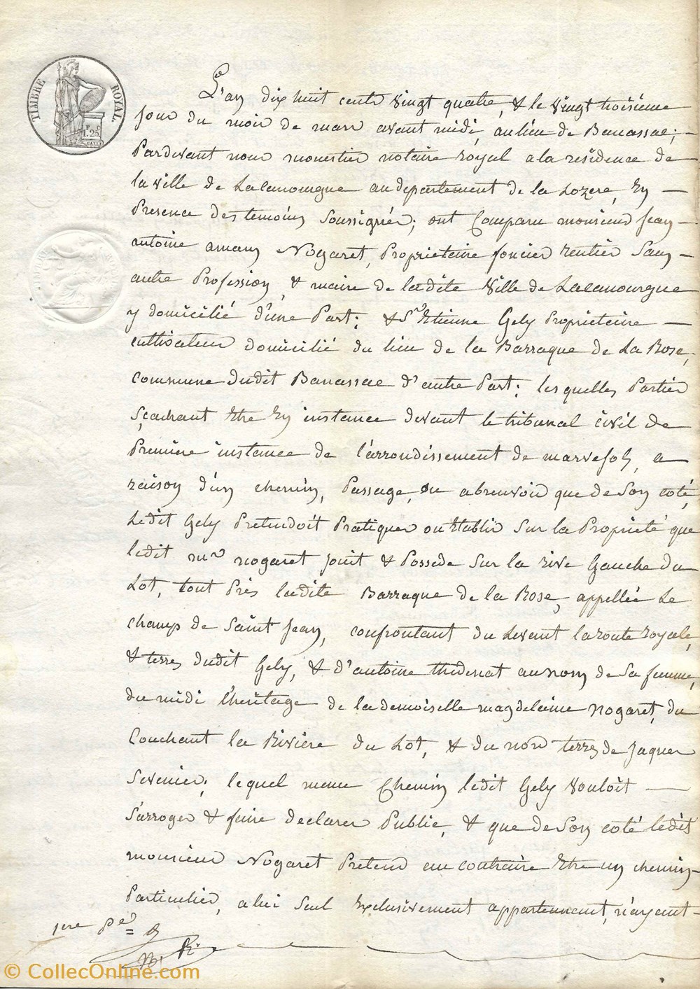 documents anciens autres 1824 1837 transaction terrain chemin abreuvoir