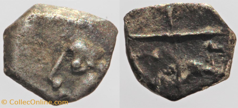 Rutènes - Obole AM aux cantons perlés monnaies antiques av jc ap celtes rutenes obole am aux cantons perles