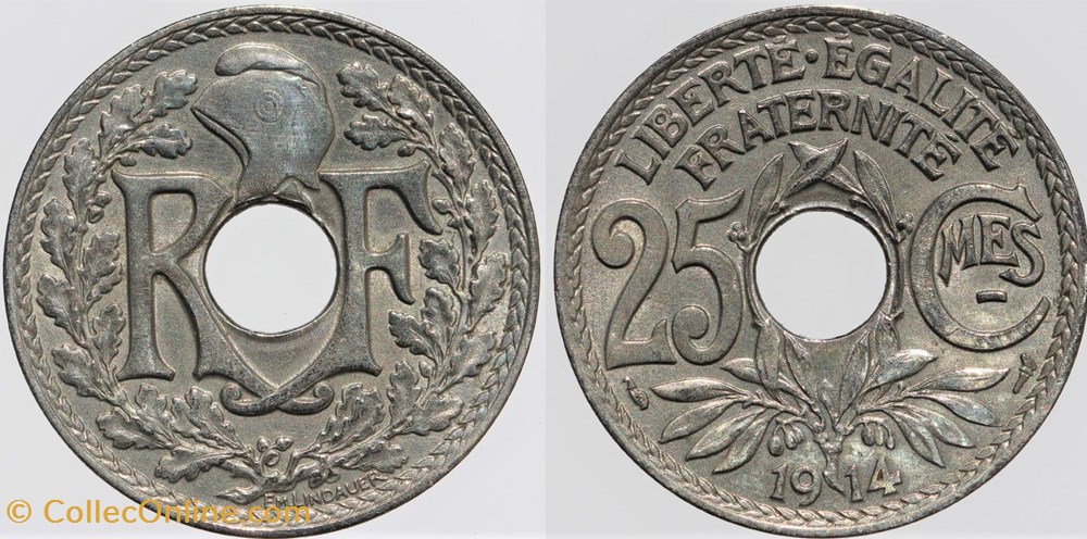 F-170 - Lindauer - 25 c. - 1914 monnaies monde france f 170 lindauer 25 c 1914
