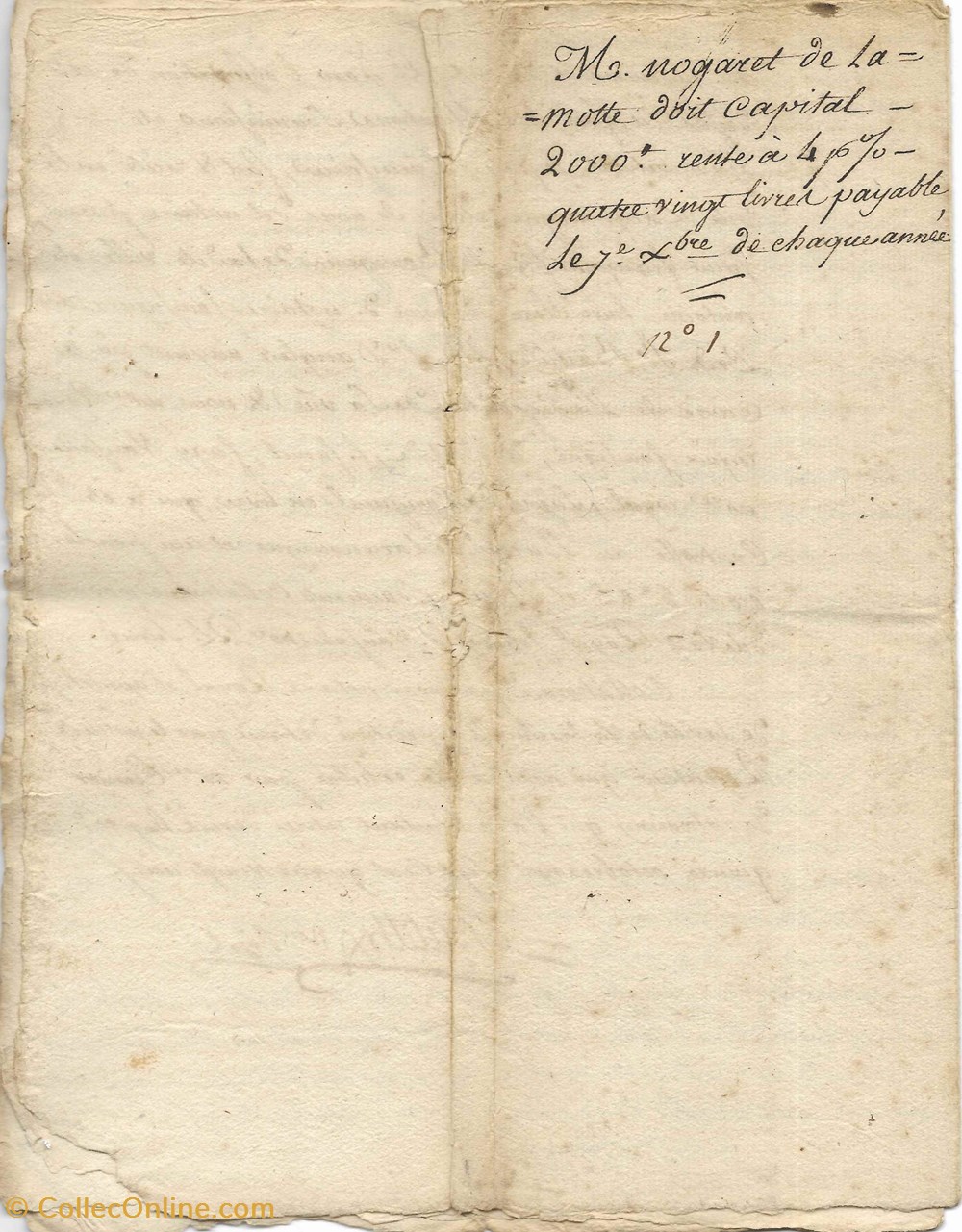 1729 - Rente documents anciens autres 1729 rente
