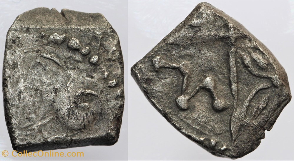 Rutènes - Drachme au M (Cassiopé) monnaies antiques av jc ap celtes rutenes drachme au m cassiope