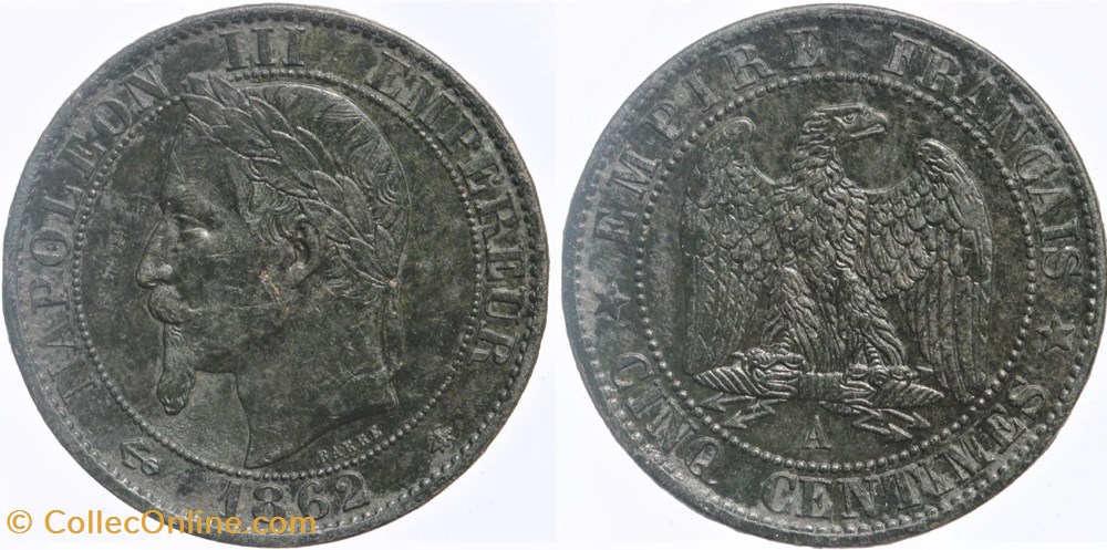 monnaies monde france f 117 second empire 5 centimes 1862 a